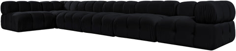 Camden Black Velvet Performance Fabric Upholstered Sectional, 6-Piece (Style 6)