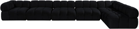 Camden Black Velvet Performance Fabric Upholstered Sectional, 6-Piece (Style 6)