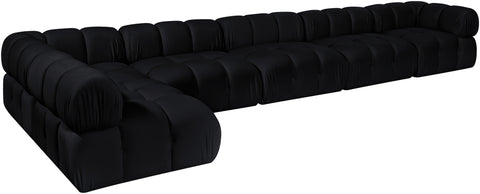 Camden Black Velvet Performance Fabric Upholstered Sectional, 6-Piece (Style 6)