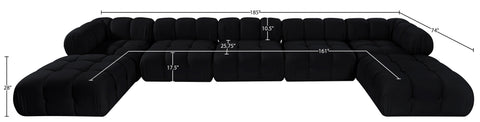 Camden Black Velvet Performance Fabric Upholstered Sectional, 7-Piece (Style 3)