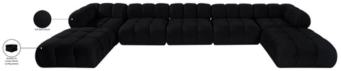 Camden Black Velvet Performance Fabric Upholstered Sectional, 7-Piece (Style 3)