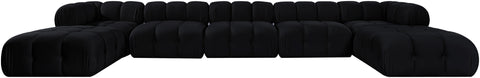 Camden Black Velvet Performance Fabric Upholstered Sectional, 7-Piece (Style 3)