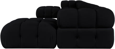 Camden Black Velvet Performance Fabric Upholstered Sectional, 7-Piece (Style 3)