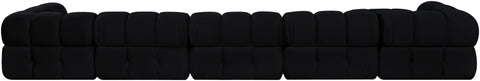 Camden Black Velvet Performance Fabric Upholstered Sectional, 7-Piece (Style 3)