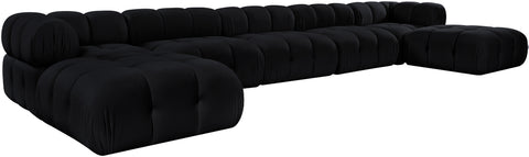 Camden Black Velvet Performance Fabric Upholstered Sectional, 7-Piece (Style 3)