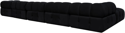 Camden Black Velvet Performance Fabric Upholstered Sectional, 7-Piece (Style 3)