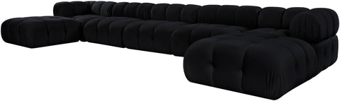 Camden Black Velvet Performance Fabric Upholstered Sectional, 7-Piece (Style 3)