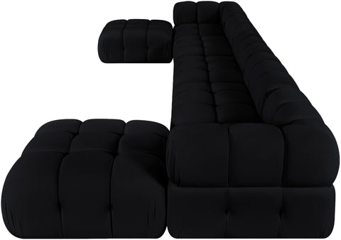 Camden Black Velvet Performance Fabric Upholstered Sectional, 7-Piece (Style 3)