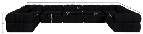 Camden Black Velvet Performance Fabric Upholstered Sectional, 7-Piece (Style 6)