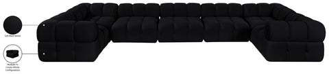 Camden Black Velvet Performance Fabric Upholstered Sectional, 7-Piece (Style 6)