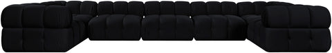 Camden Black Velvet Performance Fabric Upholstered Sectional, 7-Piece (Style 6)