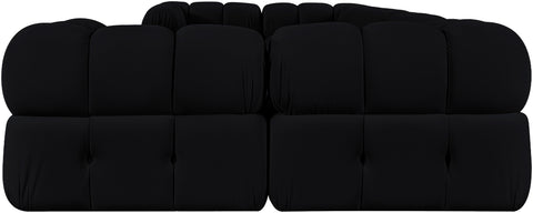 Camden Black Velvet Performance Fabric Upholstered Sectional, 7-Piece (Style 6)