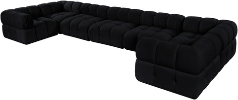 Camden Black Velvet Performance Fabric Upholstered Sectional, 7-Piece (Style 6)