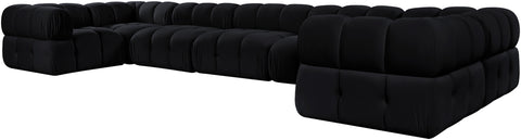 Camden Black Velvet Performance Fabric Upholstered Sectional, 7-Piece (Style 6)