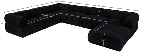 Camden Black Velvet Performance Fabric Upholstered Sectional, 7-Piece (Style 7)