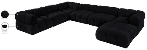 Camden Black Velvet Performance Fabric Upholstered Sectional, 7-Piece (Style 7)