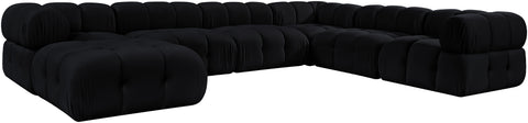 Camden Black Velvet Performance Fabric Upholstered Sectional, 7-Piece (Style 7)