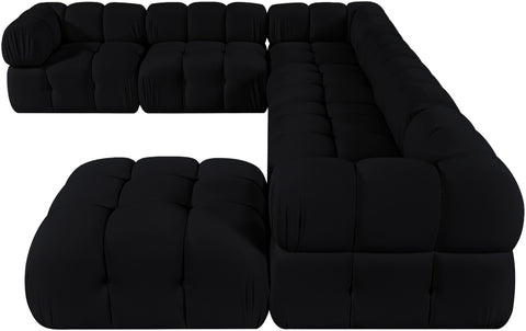Camden Black Velvet Performance Fabric Upholstered Sectional, 7-Piece (Style 7)