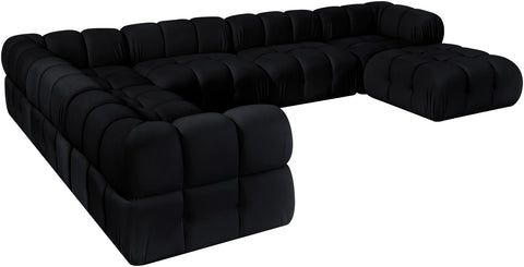 Camden Black Velvet Performance Fabric Upholstered Sectional, 7-Piece (Style 7)