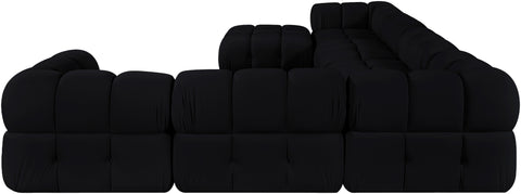 Camden Black Velvet Performance Fabric Upholstered Sectional, 7-Piece (Style 7)