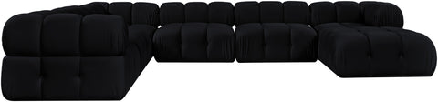 Camden Black Velvet Performance Fabric Upholstered Sectional, 7-Piece (Style 7)