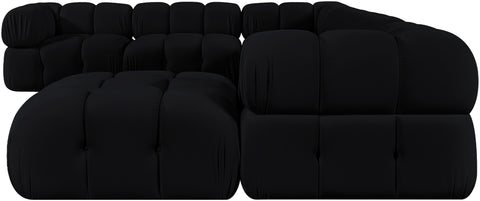 Camden Black Velvet Performance Fabric Upholstered Sectional, 7-Piece (Style 7)