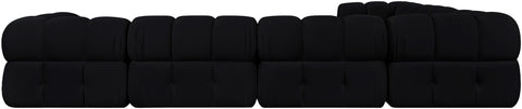 Camden Black Velvet Performance Fabric Upholstered Sectional, 7-Piece (Style 7)