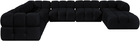 Camden Black Velvet Performance Fabric Upholstered Sectional, 7-Piece (Style 7)