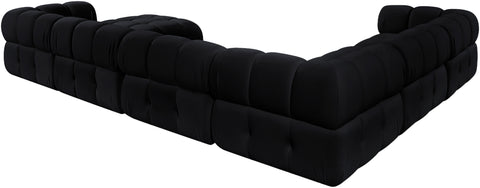 Camden Black Velvet Performance Fabric Upholstered Sectional, 7-Piece (Style 7)