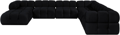 Camden Black Velvet Performance Fabric Upholstered Sectional, 7-Piece (Style 7)
