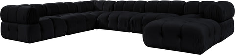 Camden Black Velvet Performance Fabric Upholstered Sectional, 7-Piece (Style 7)