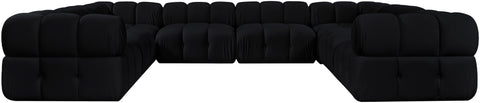 Camden Black Velvet Performance Fabric Upholstered Sectional, 8-Piece