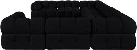 Camden Black Velvet Performance Fabric Upholstered Sectional, 8-Piece