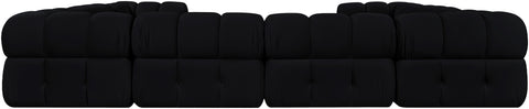Camden Black Velvet Performance Fabric Upholstered Sectional, 8-Piece