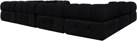 Camden Black Velvet Performance Fabric Upholstered Sectional, 8-Piece