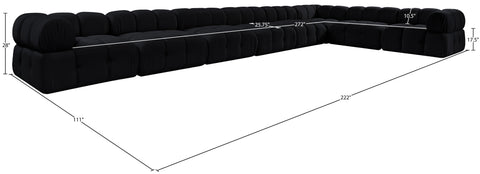 Camden Black Velvet Performance Fabric Upholstered Sectional, 8-Piece (Style 2)