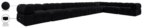 Camden Black Velvet Performance Fabric Upholstered Sectional, 8-Piece (Style 2)