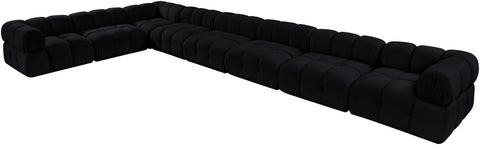 Camden Black Velvet Performance Fabric Upholstered Sectional, 8-Piece (Style 2)