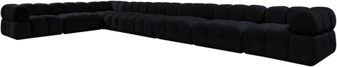 Camden Black Velvet Performance Fabric Upholstered Sectional, 8-Piece (Style 2)