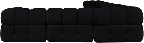 Camden Black Velvet Performance Fabric Upholstered Sectional, 8-Piece (Style 2)