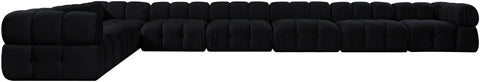Camden Black Velvet Performance Fabric Upholstered Sectional, 8-Piece (Style 2)