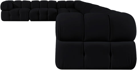 Camden Black Velvet Performance Fabric Upholstered Sectional, 8-Piece (Style 2)