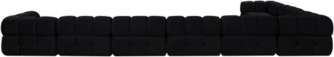 Camden Black Velvet Performance Fabric Upholstered Sectional, 8-Piece (Style 2)
