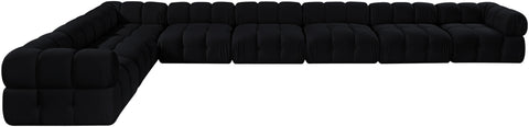 Camden Black Velvet Performance Fabric Upholstered Sectional, 8-Piece (Style 2)