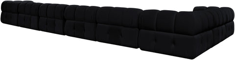 Camden Black Velvet Performance Fabric Upholstered Sectional, 8-Piece (Style 2)