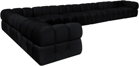 Camden Black Velvet Performance Fabric Upholstered Sectional, 8-Piece (Style 2)