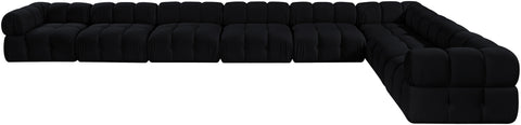 Camden Black Velvet Performance Fabric Upholstered Sectional, 8-Piece (Style 2)
