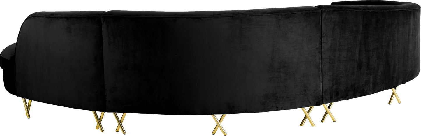 simba black velvet 3pc. sectional sectional