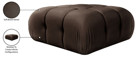 Camden Brown Velvet Performance Fabric Upholstered Ottoman, 1 Piece