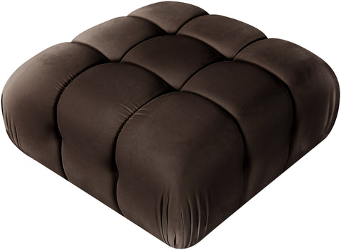 Camden Brown Velvet Performance Fabric Upholstered Ottoman, 1 Piece